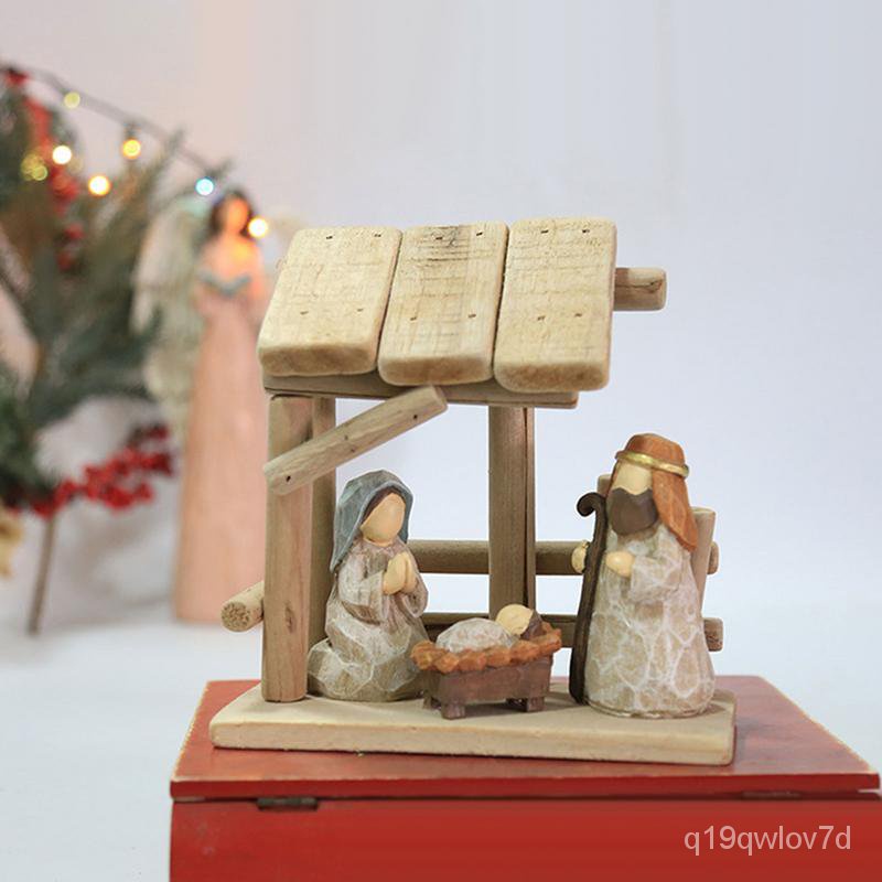 Christmas Nativity Scene Sets Wooden Jesus Calendar Crafts Decoration