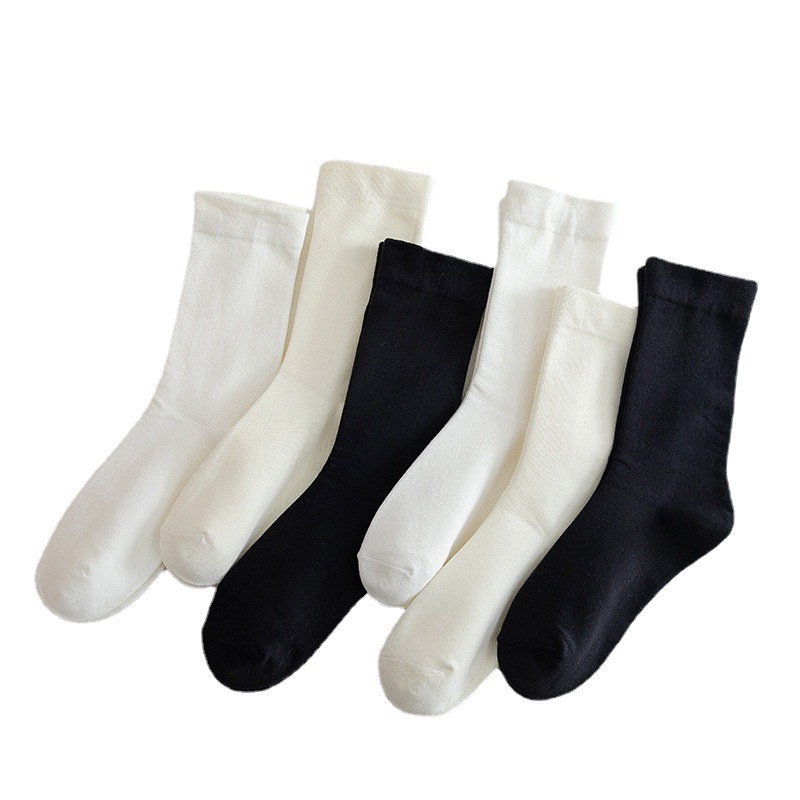 Female's middle tube white socks ins Tidy Japanese cotton loose mouth ...