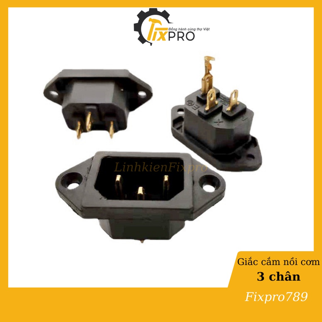 Black 3-pin rice cooker jack Male AC power outlet with copper pins and ...