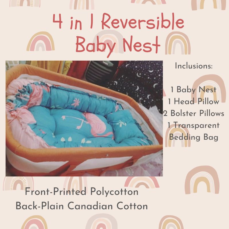 MOST AFFORDABLE REVERSIBLE Baby Crib Nest / Baby Bed Nest / Bedding Set