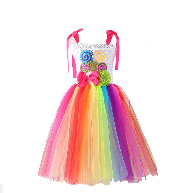 Lollipop Candy Girls Tutu Dress Kids Rainbow Candyland Dress For Baby 