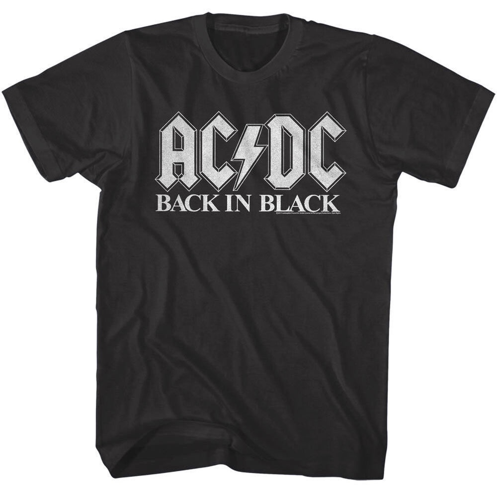 ACDC Back in Black Vintage Album Cover Men's T Shirt Metal Rock Band ...
