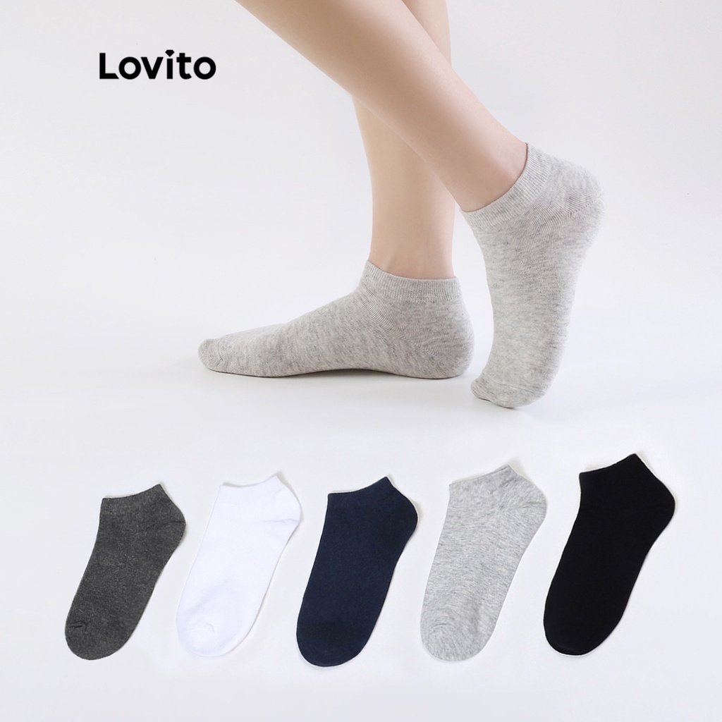 Lovito Plain Soft Invisble Cotton Sweat-absorbing Socks for Women ...