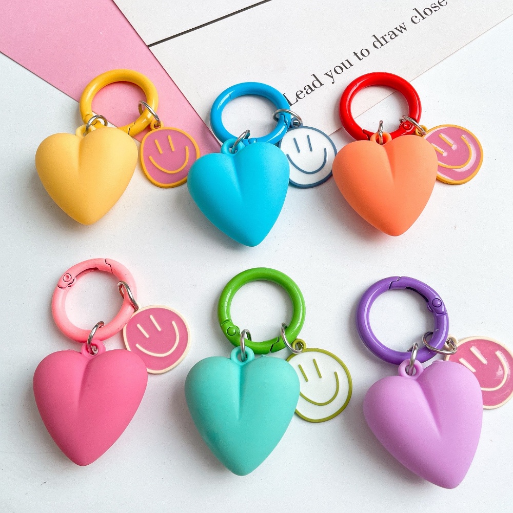 Cute Frosted Heart Keychain Couples Purse Earphone Charms Cartoon Candy ...