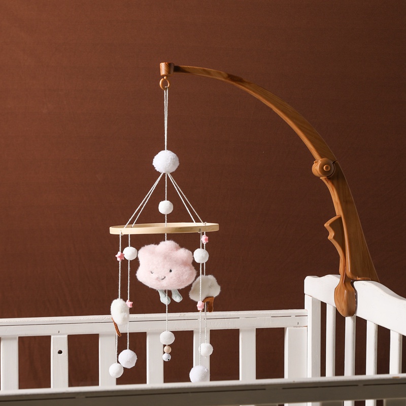 Mamimami Home Wooden Baby Mobile Crib Accessories Bed Bell Bracket Set