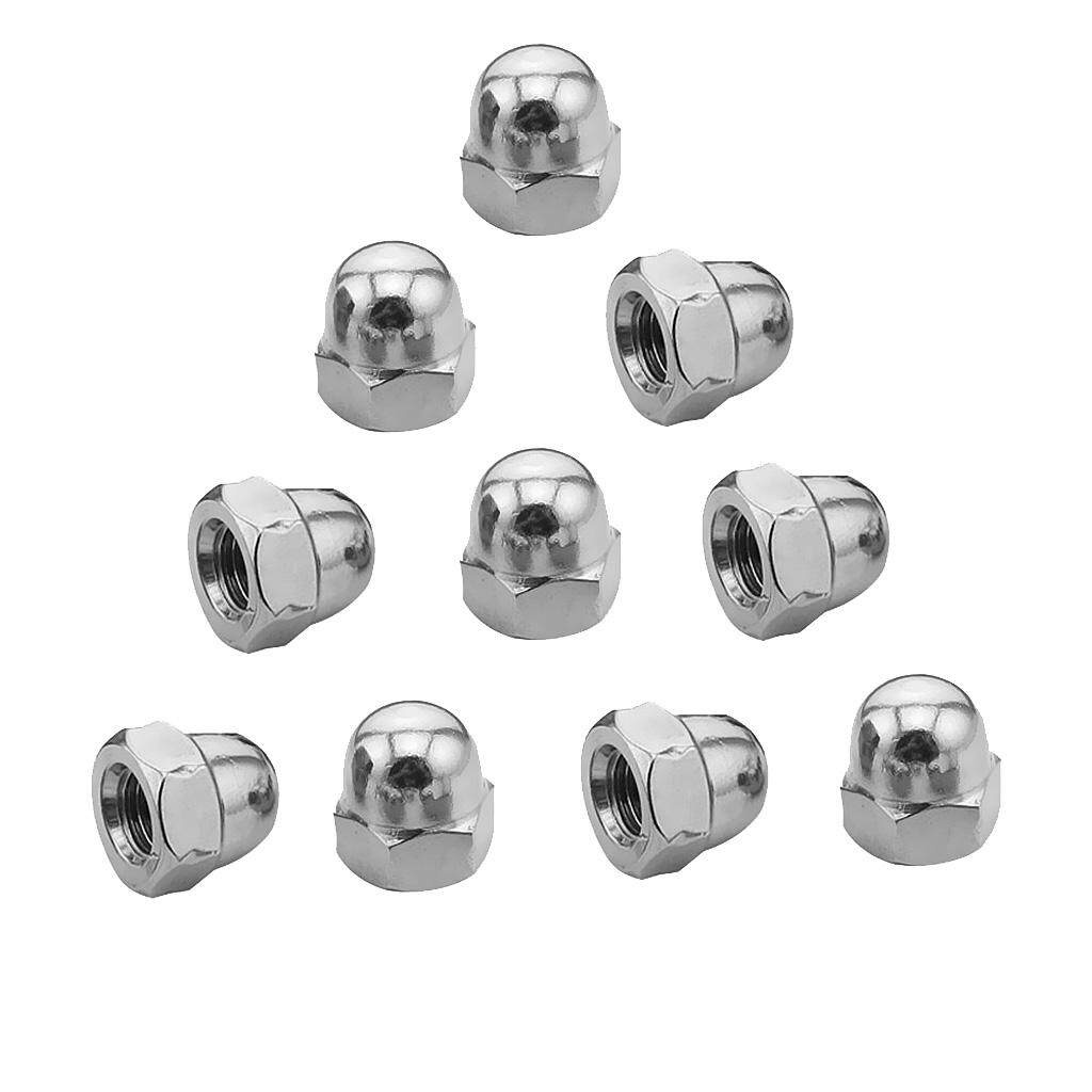 ﹊ஐ☏Shiwaki 10Pieces Stainless Steel Dome Nuts Hex Cap Nuts for Threads