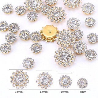 100PCS Flower Claw Cup Glass Rhinestones Button Strass Base