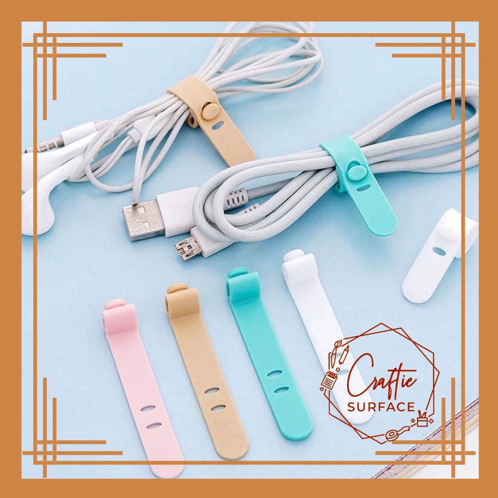 Reusable Hook and Loop Strap Silicon Cable Tidies, Earphone Holder