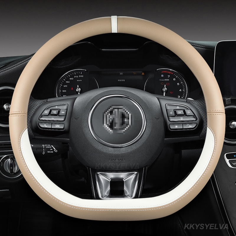 Microfiber Leather Steering Wheel Cover – 15 Inch (38cm), Black With Red Stitching