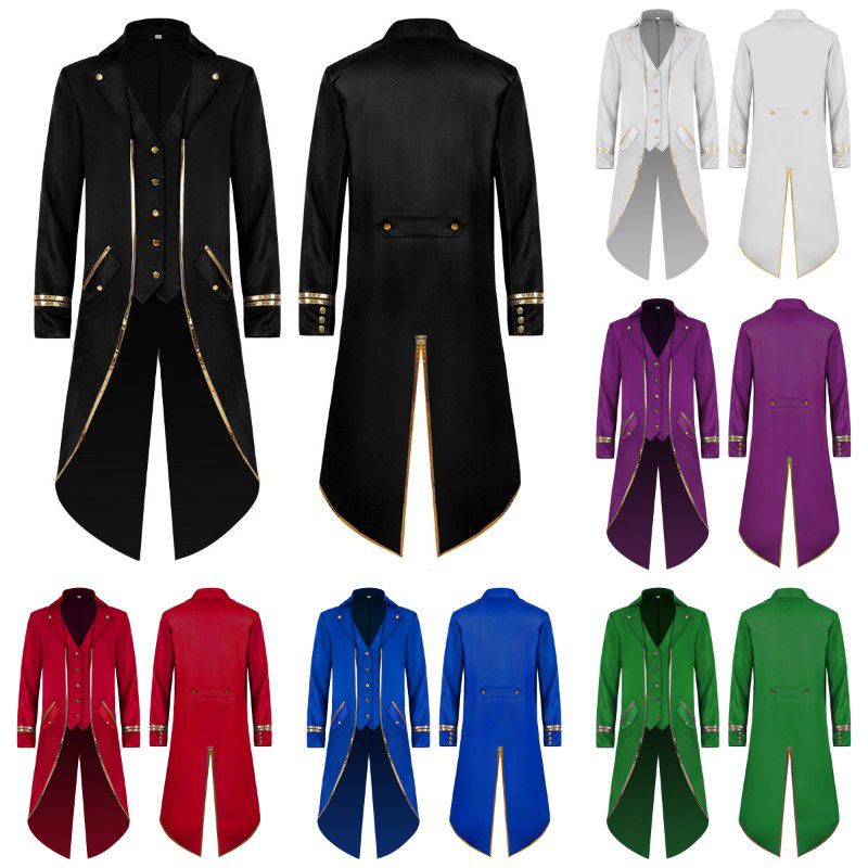 Steampunk Long Retro Tailcoat Tuxedo Medieval Prince Victorian Gothic ...