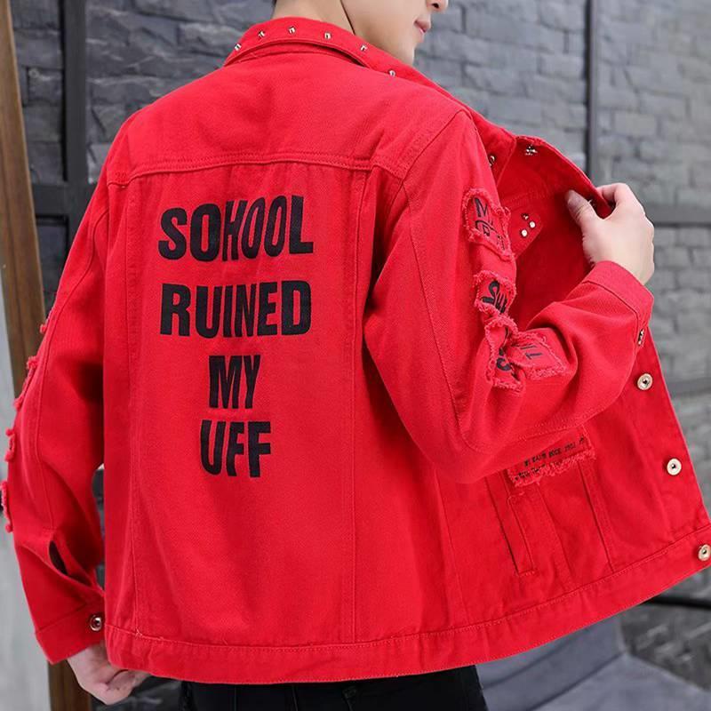 New look red hot sale denim jacket