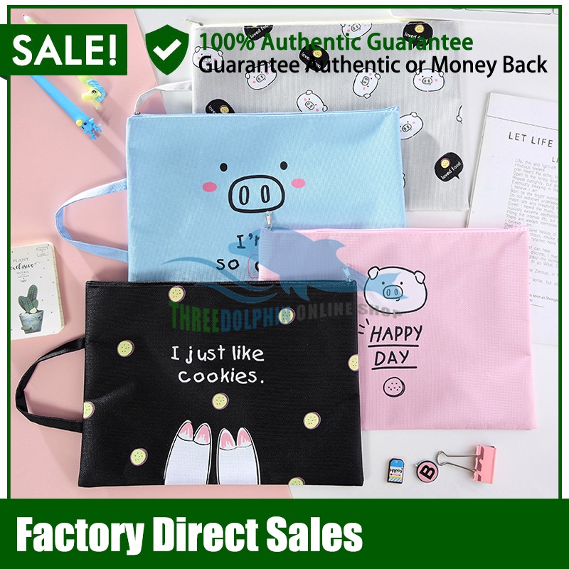 TH New Korean cartoon zipper large capacity A4 file bag student handbag ...