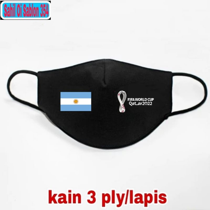 ARGENTINA FIFA WORLD CUP QATAR 3-ply cloth mask/3 ply cloth/Scuba Adult ...