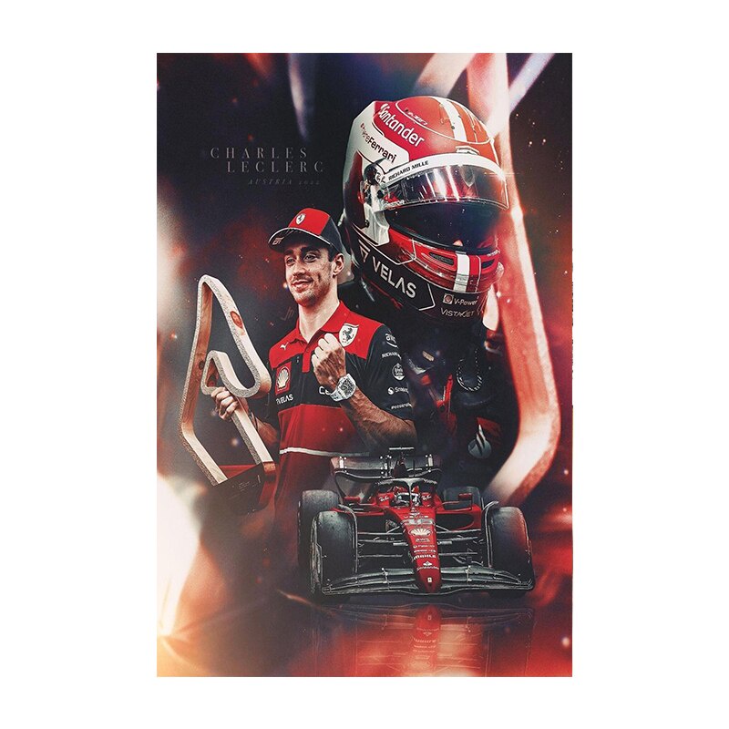Formula Grand Prix Racer Charles Leclerc Portrait Canvas Painting ...