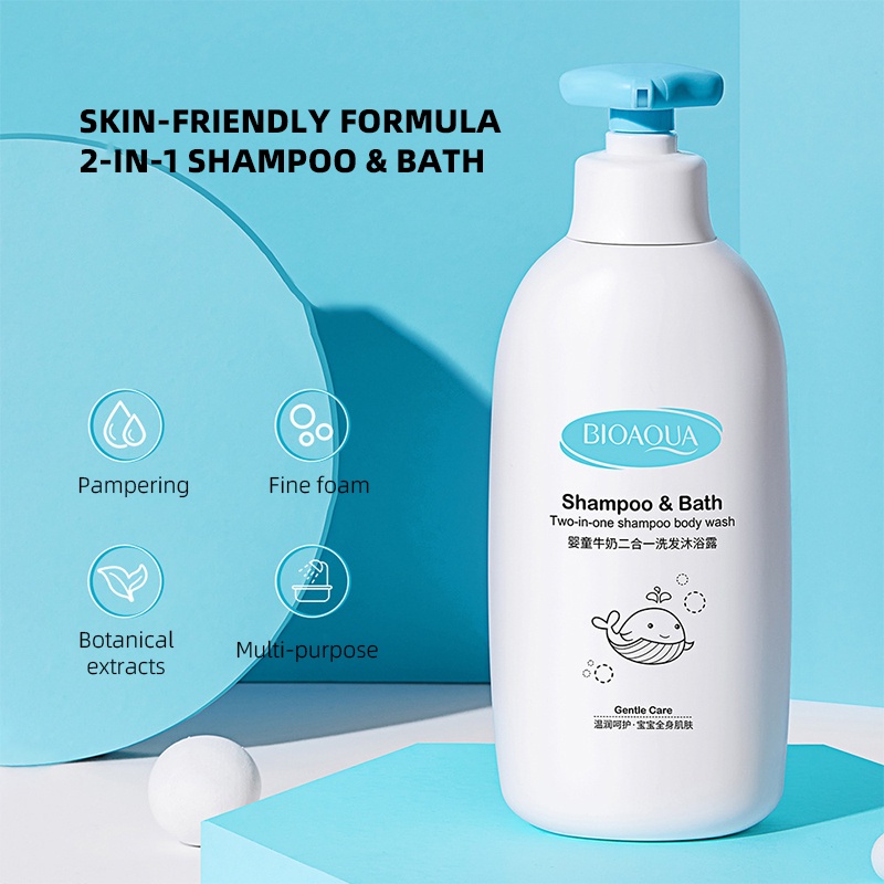 500ML Baby Shampoo Head To Toe Wash Body Wash & Hair Wash Milk Scent Prevent allergy Shopee
