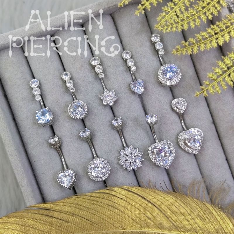 Page 4 | Double Crystal Navel / Belly Rings 316L Surgical Stainless ...
