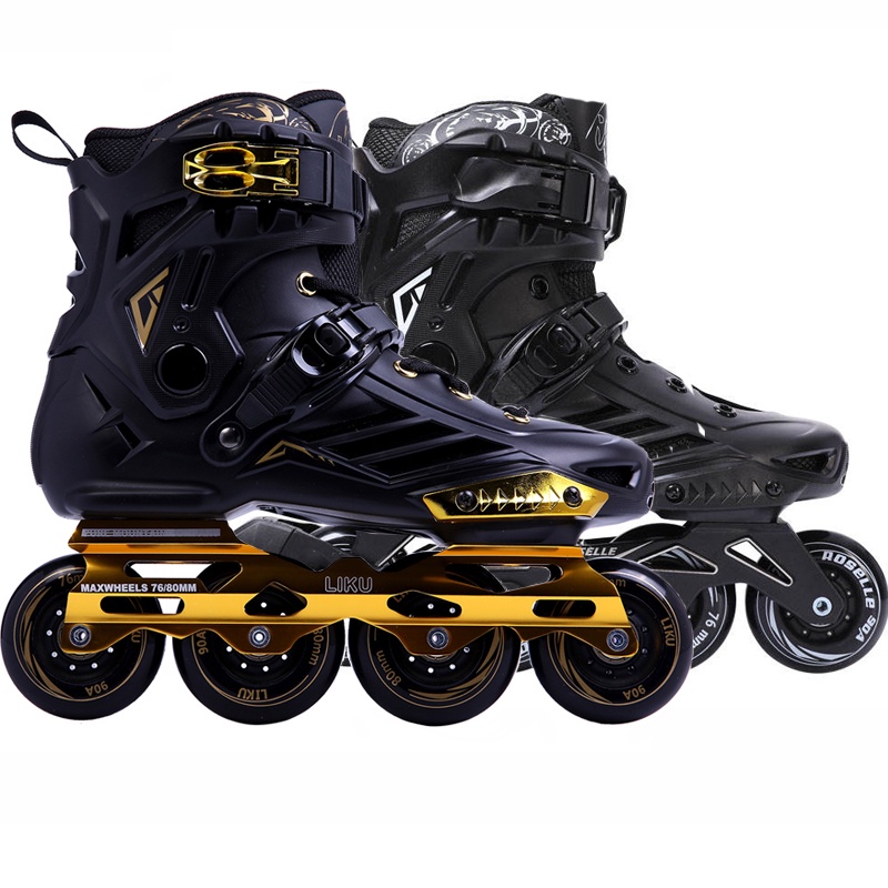 LIKU Black Professional Inline Skates Unisex adult inline skates