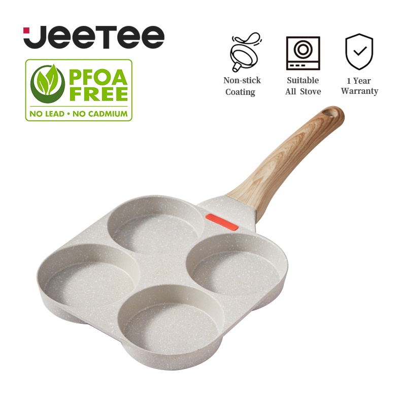 Jeetee 4 Hole Omelette Pan NonStick Frying Pan Pancake Maker Home