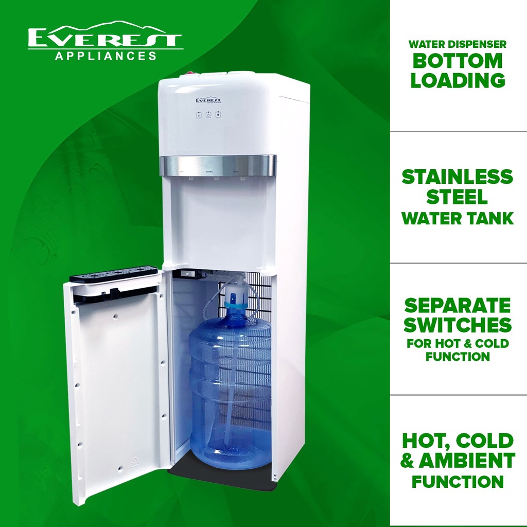 EVEREST Etwd601bl Bottom Load Water Dispenser with Hot, Ambient and