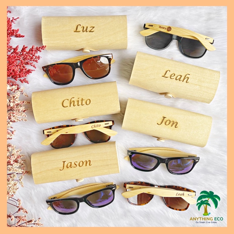 CUSTOMIZED Wooden Sunglasses / Personalized LASER Engrave Unisex Bamboo