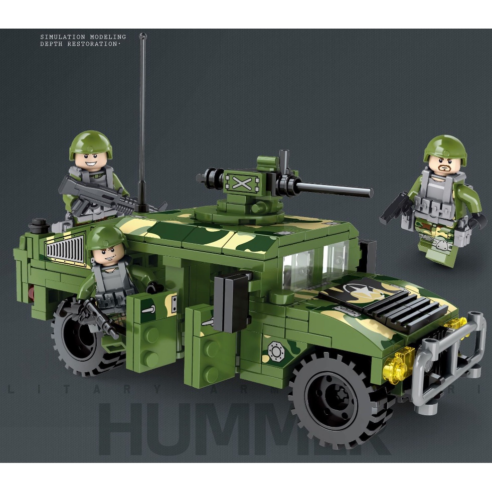 400PCS MOC WW2 Hummer H1 Armored Vehicle Car Figure Model Toy Building ...