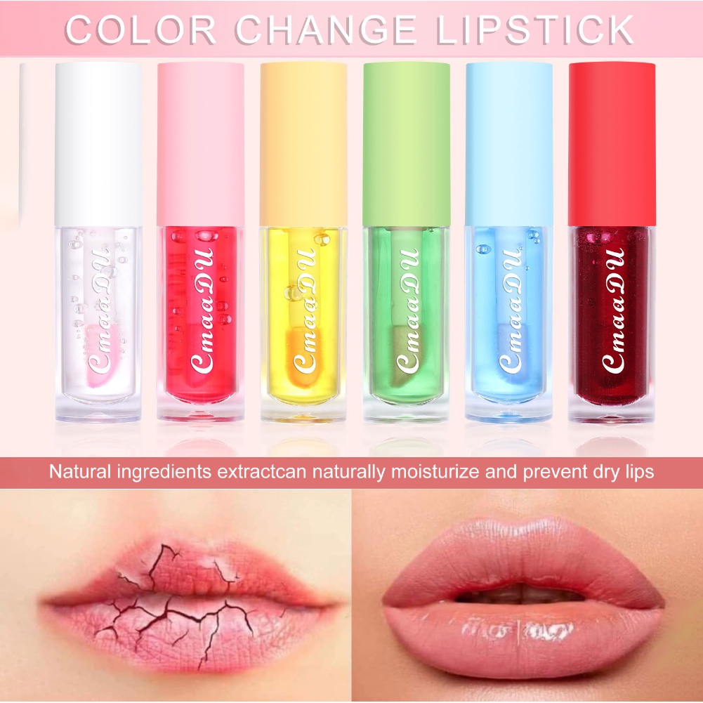 6 Color Fruit Flavor Color Changing Lip Glaze Moisturizing Lipstick ...