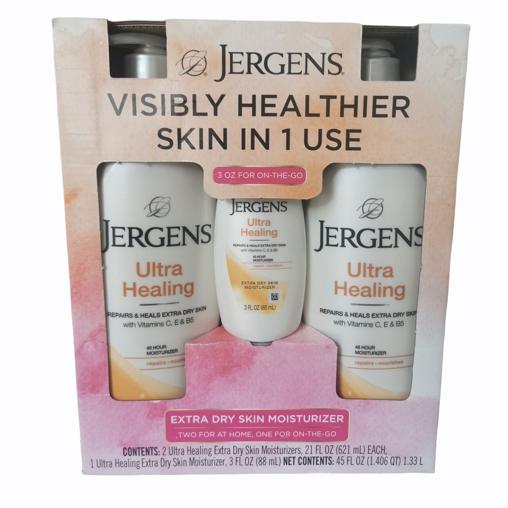 Original and Imported Jergens Ultra Healing Lotion, 2x621ml & one 88ml