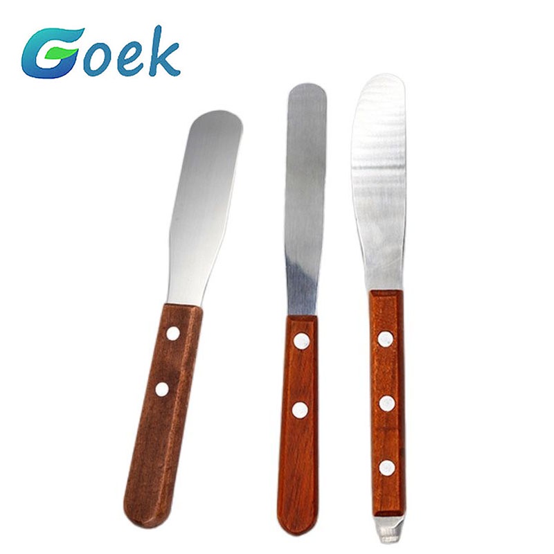 3pcs Dental spatula Gypsum wooden handle knife metal spatula plaster ...