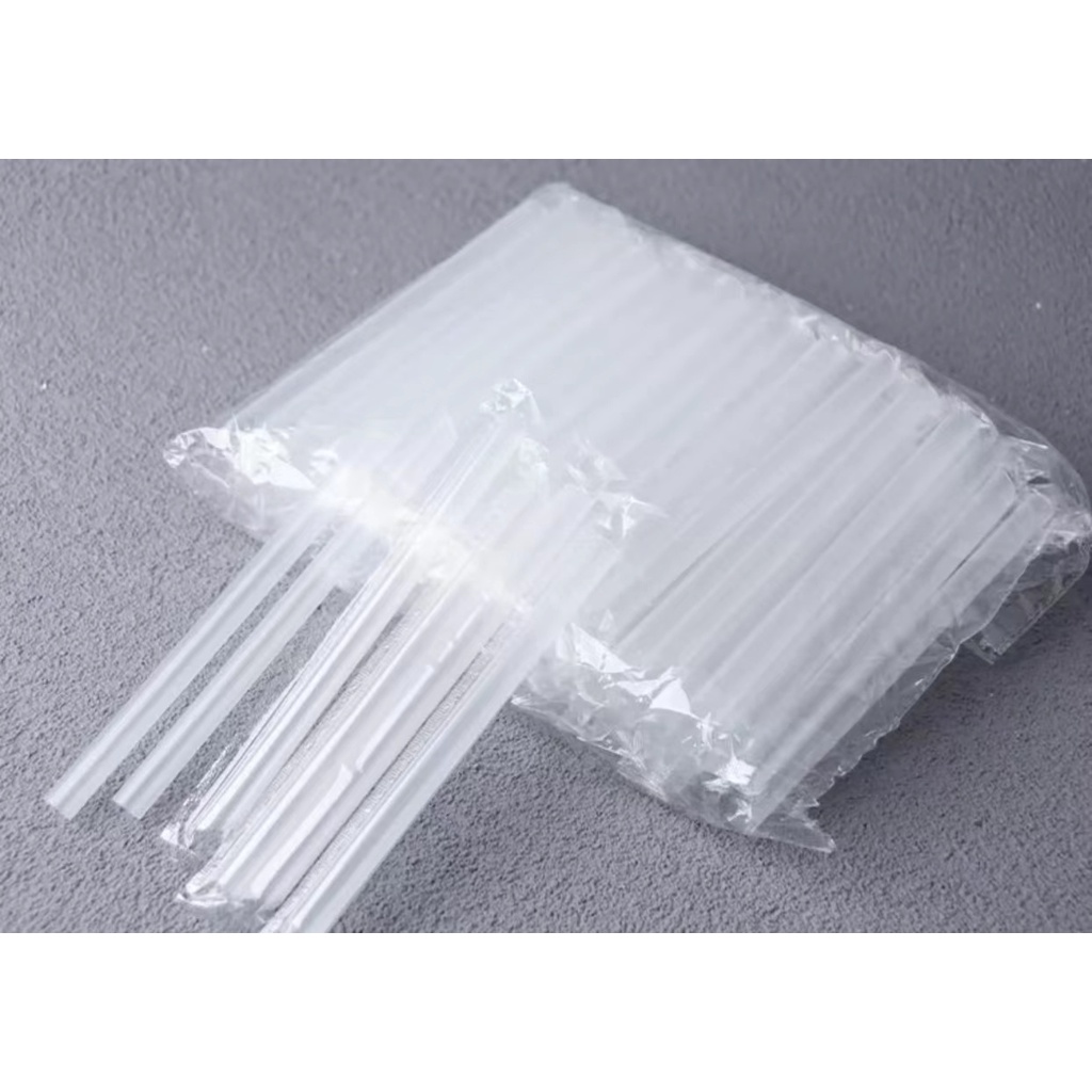 100pcs/Clear/Single wrapped thin straw/paper thin straw/boba straw ...