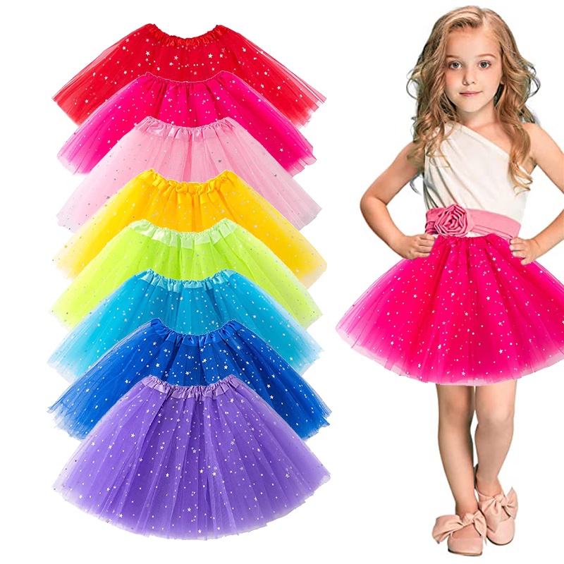 Girls Tutu Skirts 6 Layers Elastic Waist Ballet Dance Skirt for