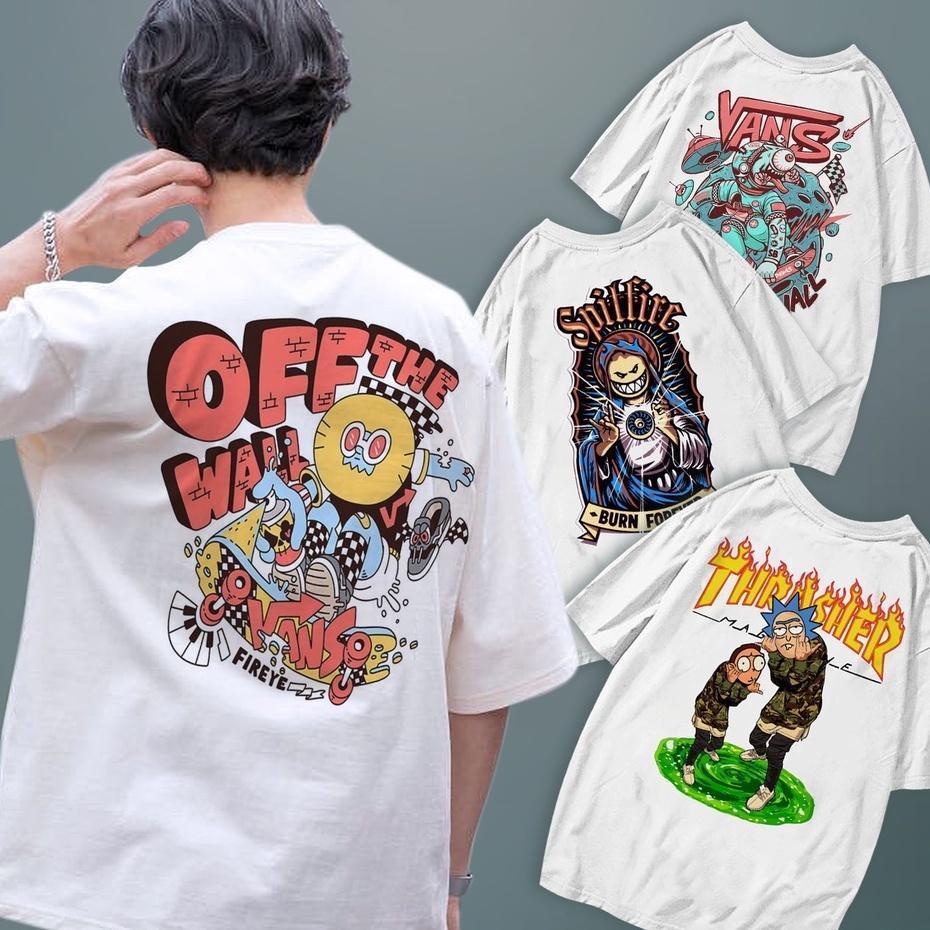 Skater design White T shirt oversize fashion streetwear tops branded