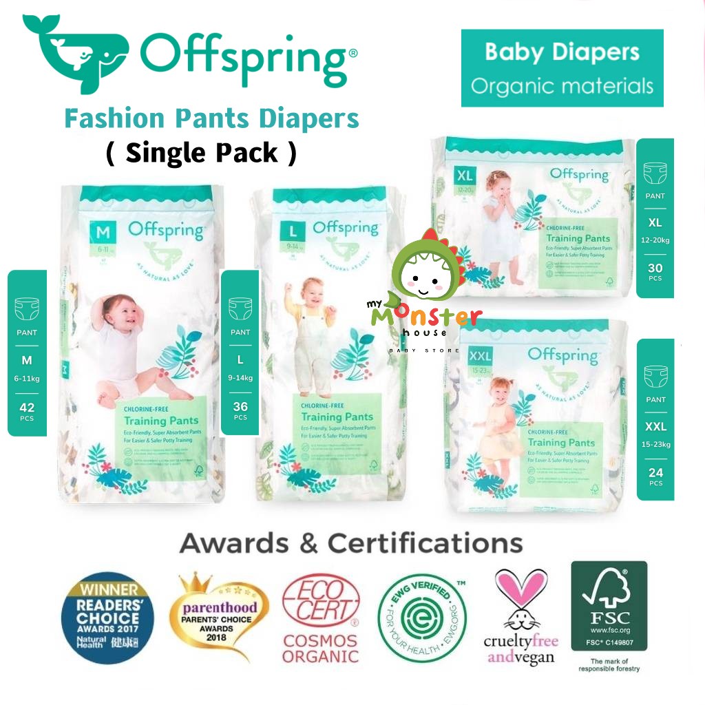Offspring Chlorine-free Fashion Pants Diapers - ( Single Pack )Eco ...