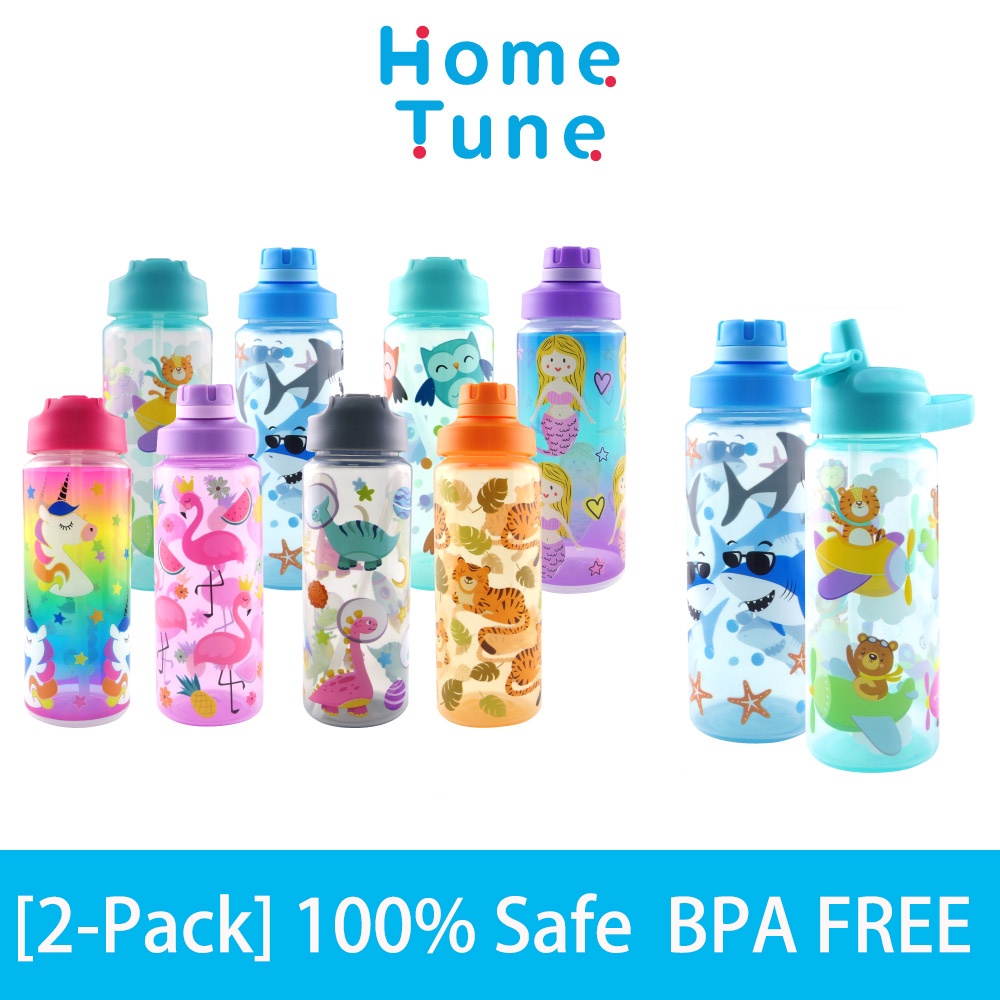 [2-Pack] water bottle kids kids bottle with straw bottle bpa free ...