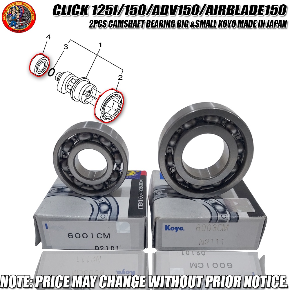 CLICK 125i/150/ADV150/AIRBLADE150 2PCS 6001/6003 CAMSHAFT BEARING BIG ...