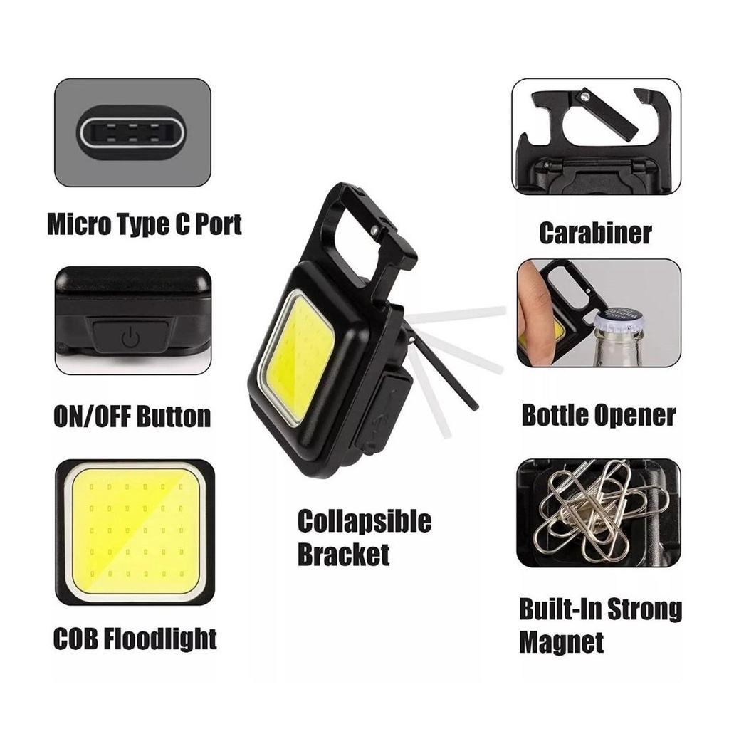 Mini LED Keychain Light 4 Light Mode Rechargeable Flashlight USB ...