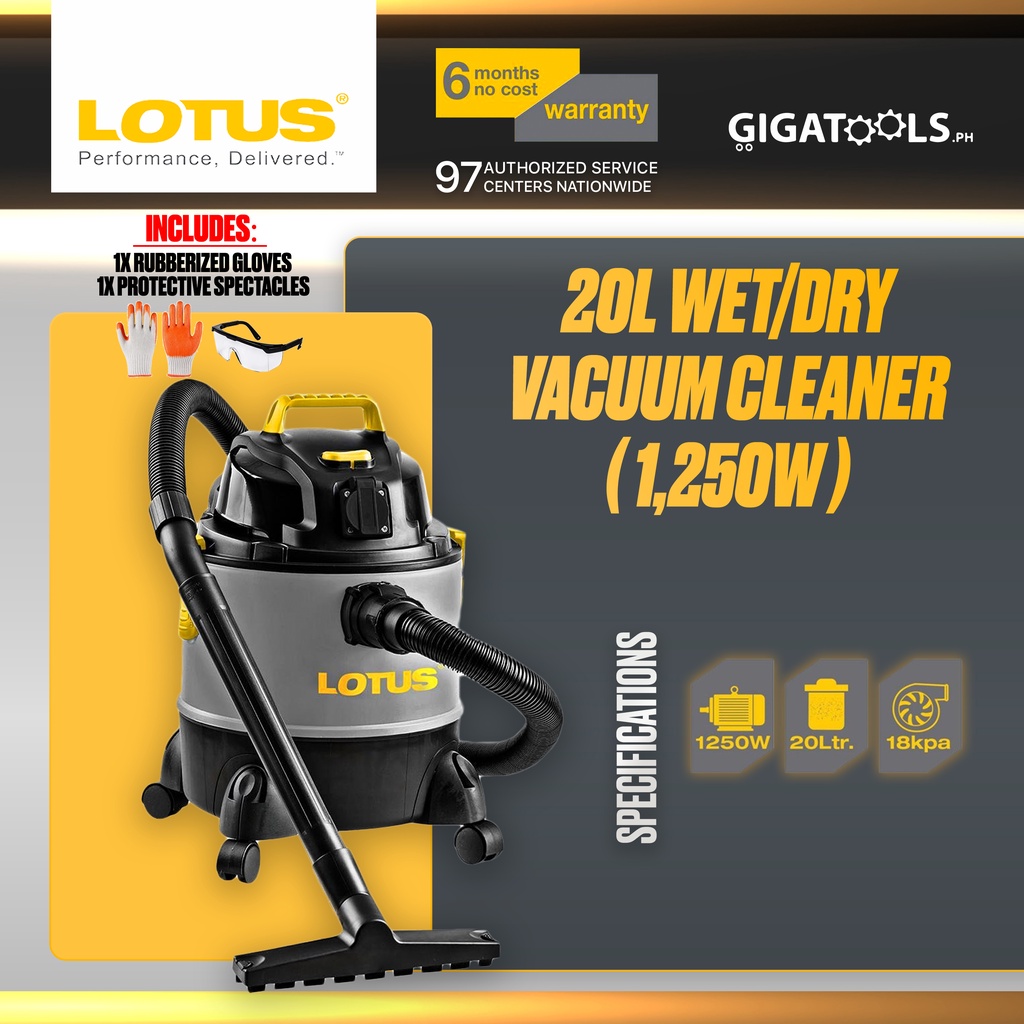 Lotus LT1250DWX/20ASX Wet & Dry Vacuum Cleaner w/ Power Socket (20