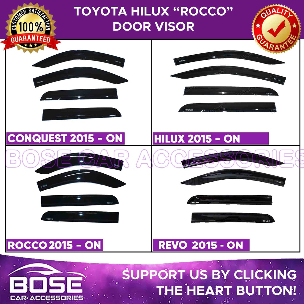thumbnail image 2 of Black Weather Shields / Window Visors For Toyota Hilux Revo 4 Door (2015+) - GAMA, Set Of 4 2 of 4