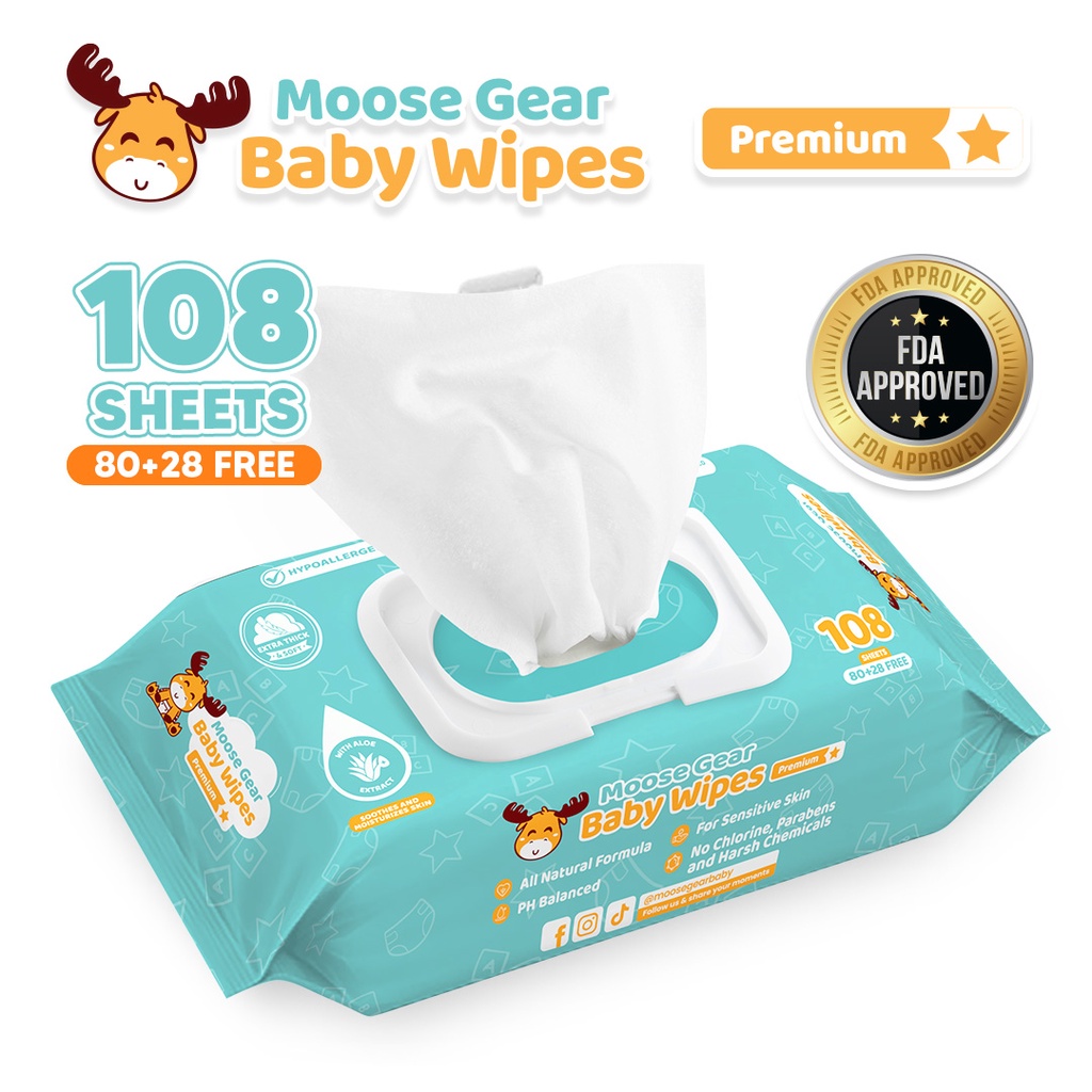 Moose Gear Unscented Baby Wipes 108 Sheets x1 Pack Shopee Philippines