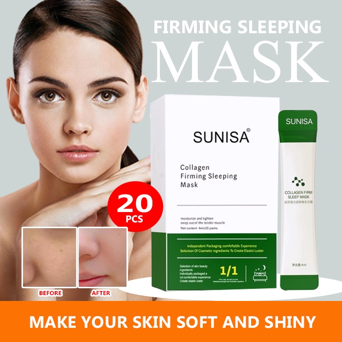 Authentic SUNISA 20Pcs Collagen Gelly Sleep Face Mask Firm Skin Moisturizing Oil Control
