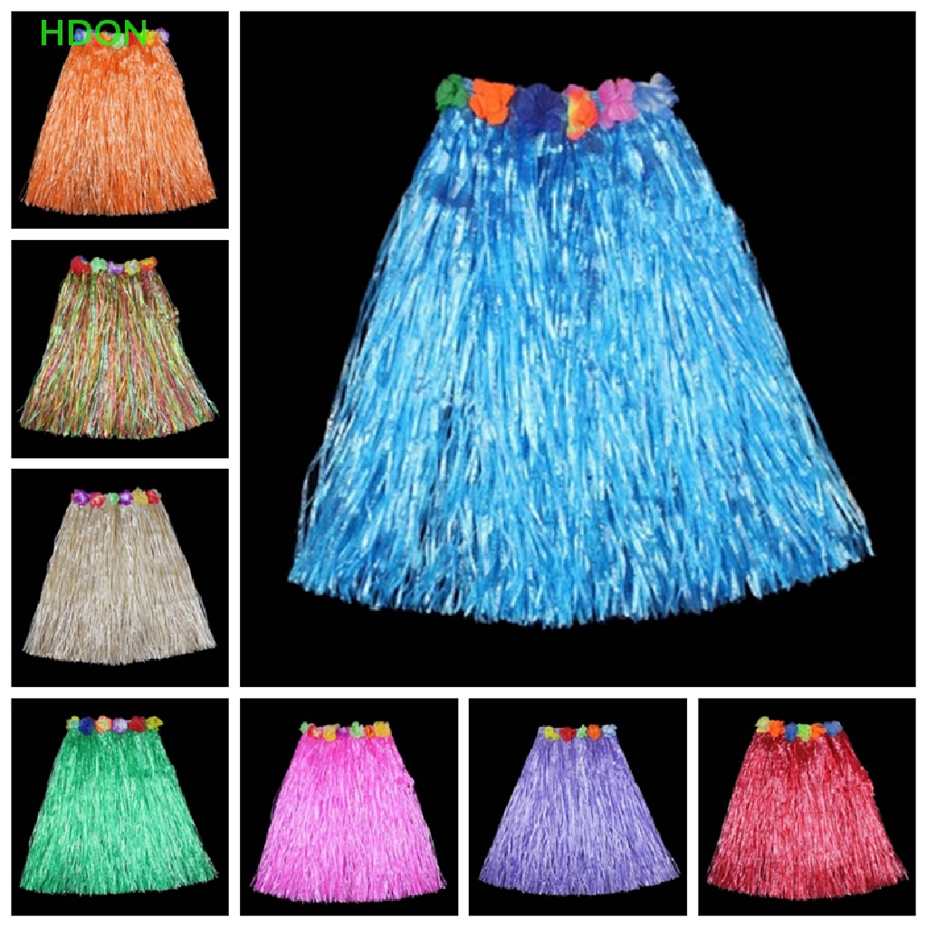 Hawaiian Hula Skirt with Flowers Adult Neon Pink main image 1