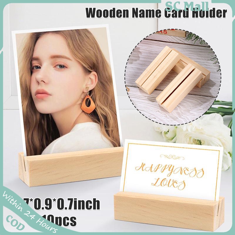 10Pcs Wood Place Card Holders Wooden Name Card Photo Holder Picture
