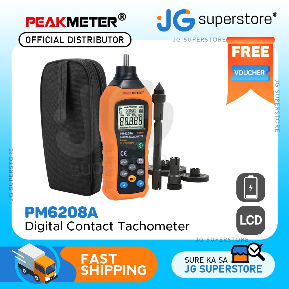 PeakMeter PM6208A High Quality Contacttype Digital Tachometer Meter Hi