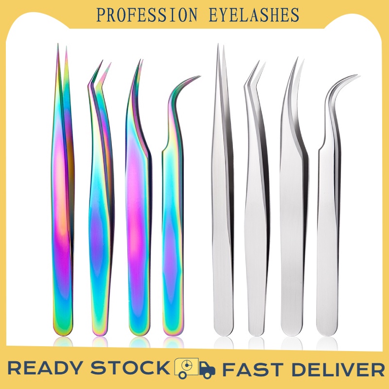 1pc Antistatic Stainless Steel Tweezers Professional Eyebrow Clips