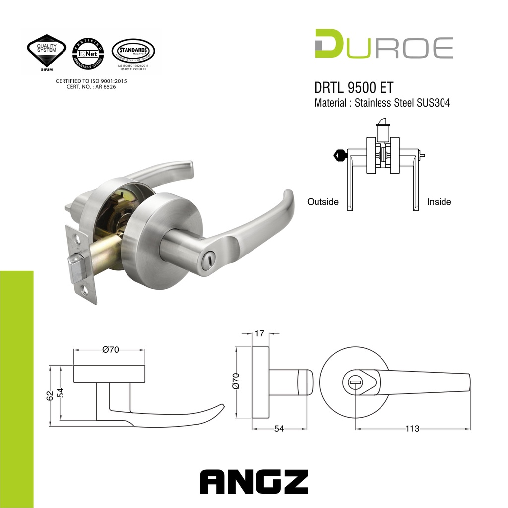 DUROE Tubular Door Handle Minimalist Door Lock Handle Set R 16187 ...
