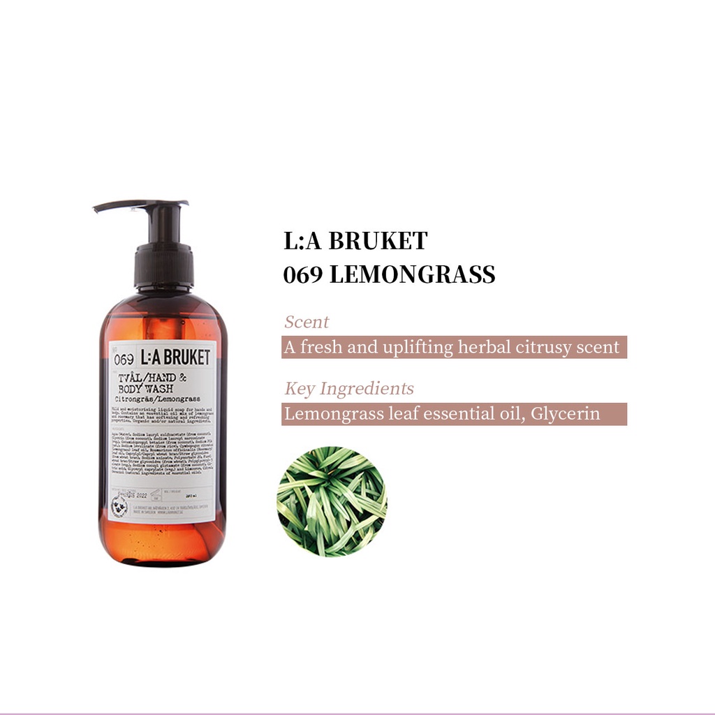 L:A BRUKET HAND BODY WASH 10 TYPES LEMONGRASS WILD ROSE DARK