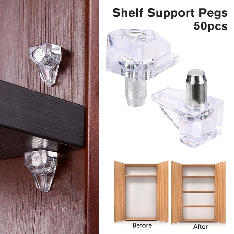 50pcs Shelf Support Peg Clear Plastic Support for Kitchen Furniture