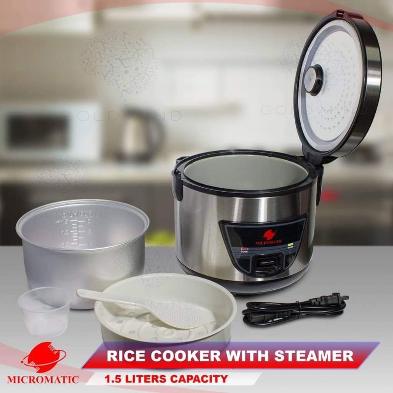 Micromatic Rice Cooker 1.5Liters with steamer JAR TYPE | Shopee Philippines