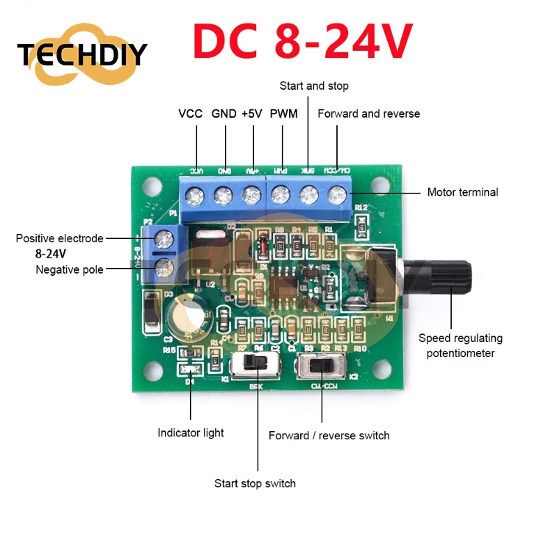 DC8-24V Brushless DC Motor Speed Controller Driver PWM Speed Control ...