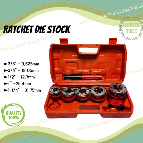 Ratchet die stock store pipe threader