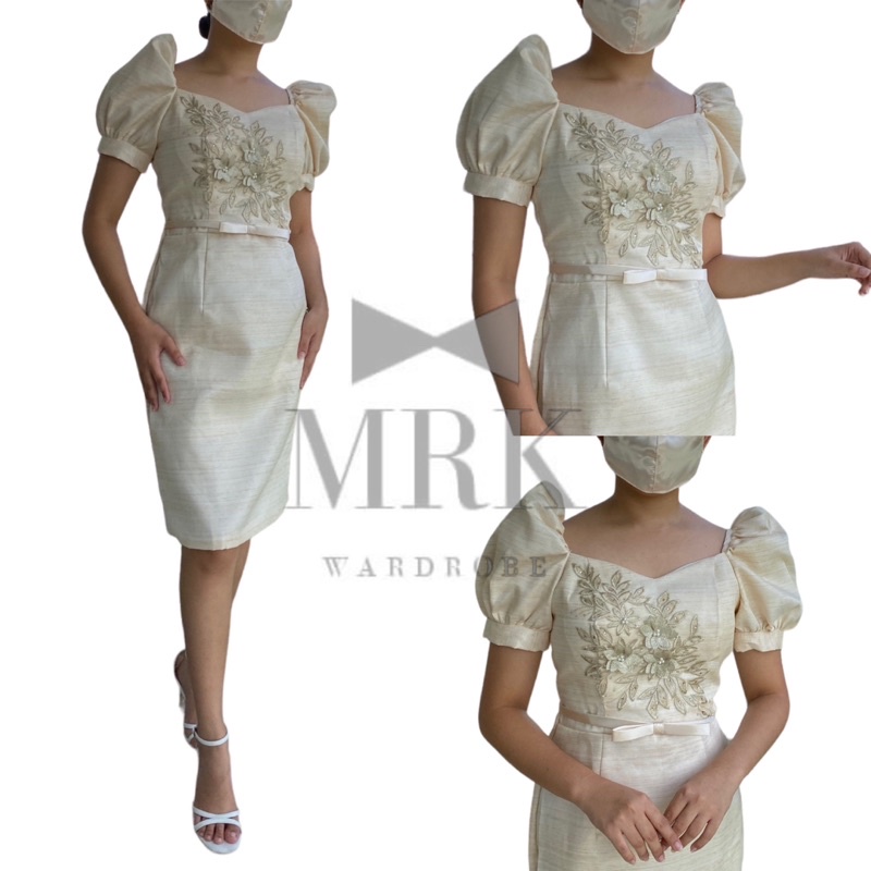 Piña Cocoon Modern Filipiniana Puff Sleeves Dress | Shopee Philippines